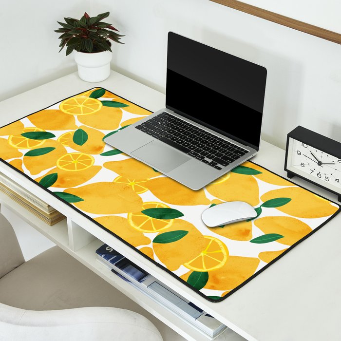 lemon mediterranean still life Desk Mat Gallery Image 2