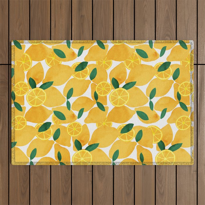 lemon mediterranean still life Outdoor Rug Gallery Image 1