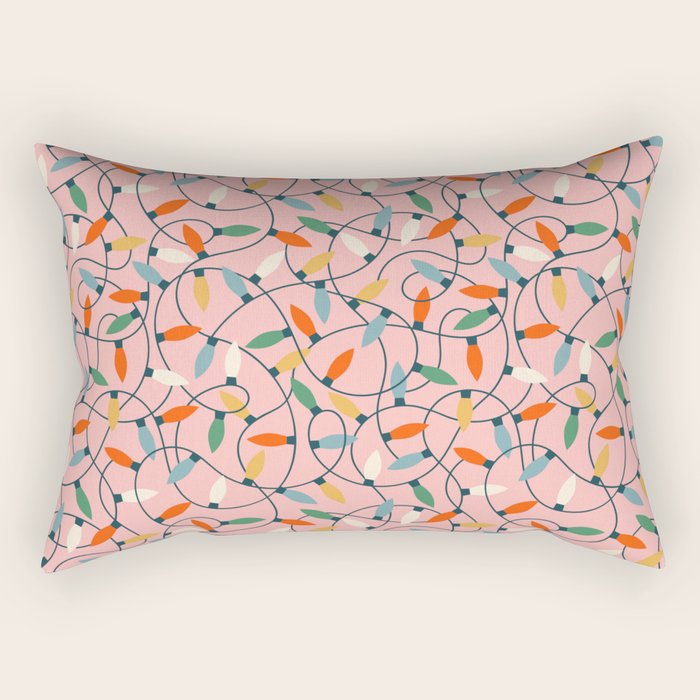 Vintage tangled christmas lights art pattern Rectangular Pillow Gallery Image 1