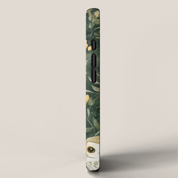 Night Forest Watercolor Dark Green Owls All Over iPhone Case Gallery Image 2