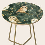 Night Forest Watercolor Dark Green Owls All Over Side Table Gallery Image 2