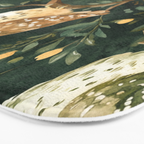 Night Forest Watercolor Dark Green Owls All Over Bath Mat Gallery Image 3