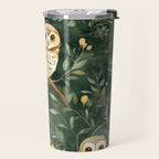 Night Forest Watercolor Dark Green Owls All Over Travel Mug Gallery Image 2