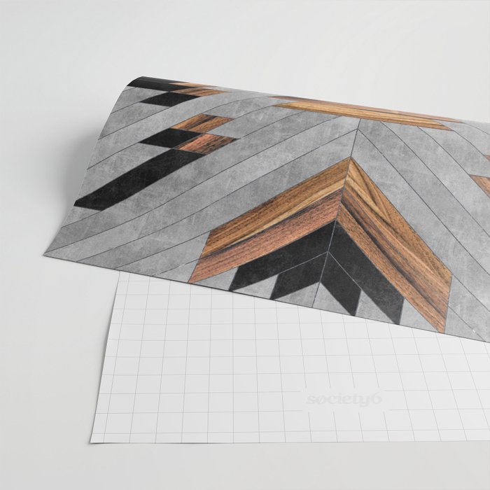 Urban Tribal Pattern No.6 - Aztec - Concrete and Wood Wrapping Paper Gallery Image 2