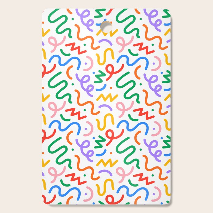 Colorful fun line doodle art pattern Cutting Board Gallery Image 1