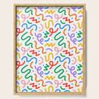 Colorful fun line doodle art pattern Serving Tray Gallery Image 1