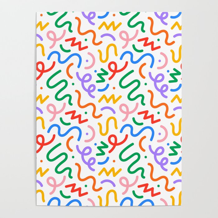 Colorful fun line doodle art pattern Poster Gallery Image 4