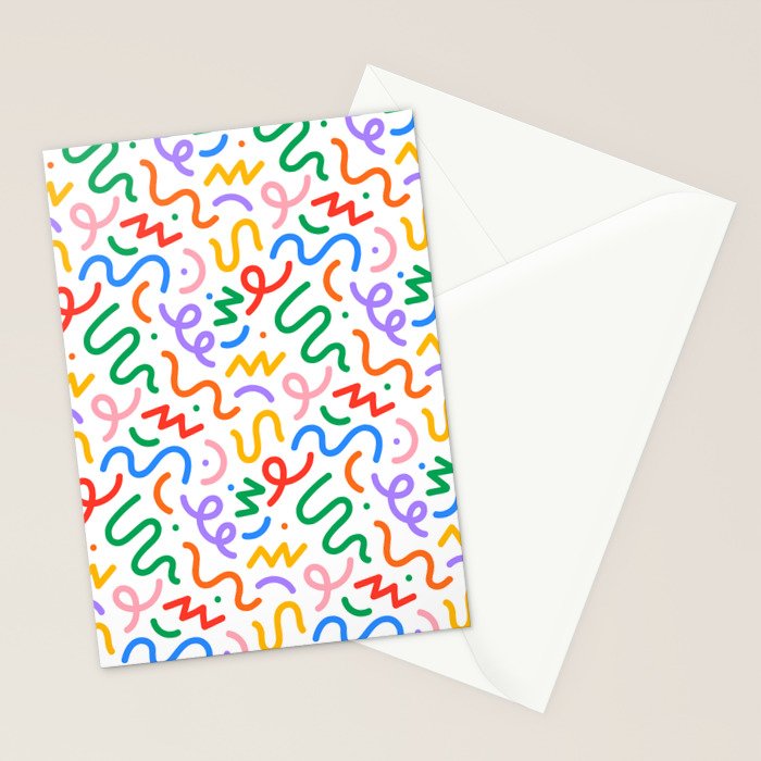 Colorful fun line doodle art pattern Stationery Card Gallery Image 2