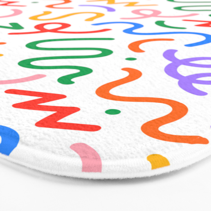 Colorful fun line doodle art pattern Bath Mat Gallery Image 3