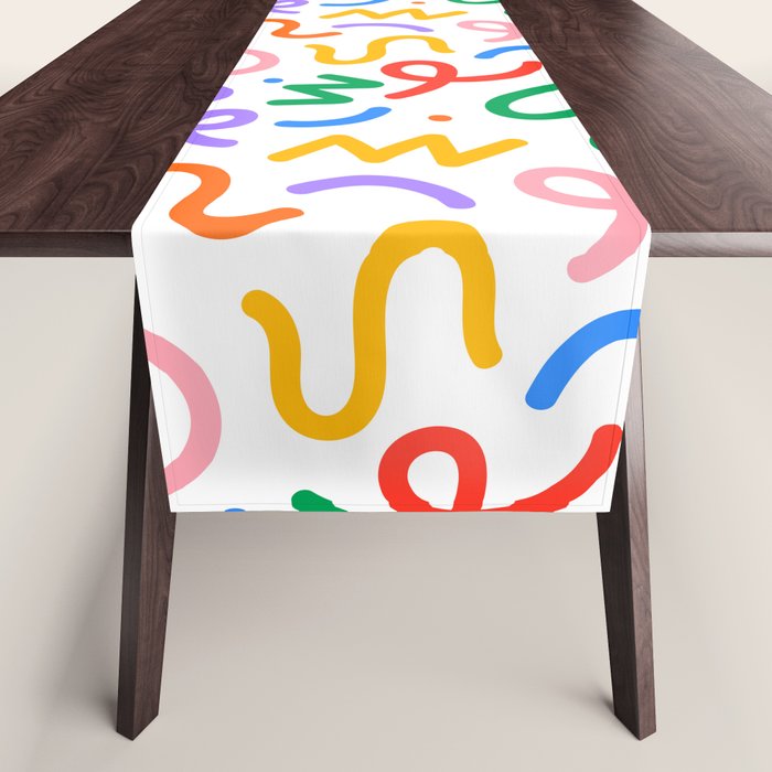 Colorful fun line doodle art pattern Table Runner Gallery Image 1