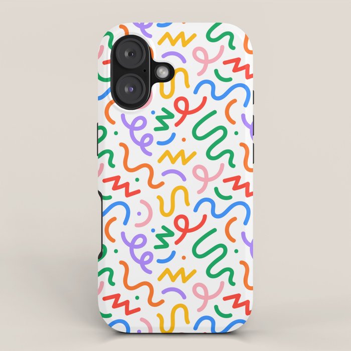 Colorful fun line doodle art pattern iPhone Case Gallery Image 1