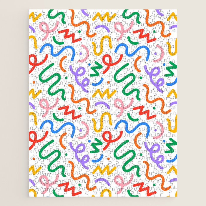 Colorful fun line doodle art pattern Jigsaw Puzzle Gallery Image 1