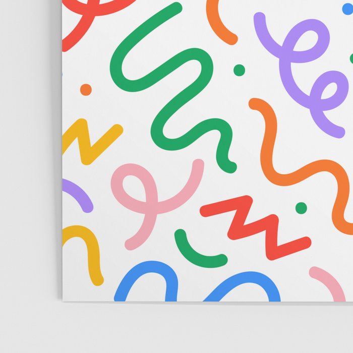 Colorful fun line doodle art pattern Poster Gallery Image 3