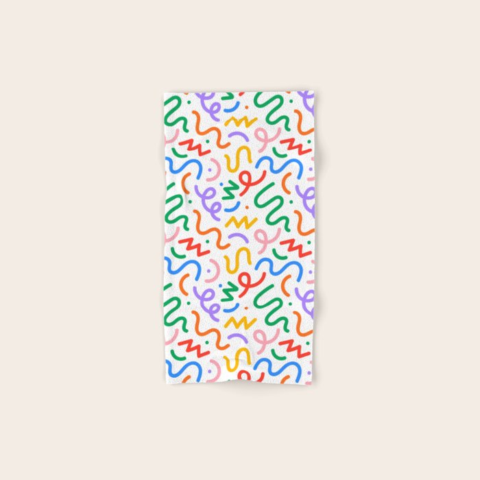 Colorful fun line doodle art pattern Bath Towel Gallery Image 1
