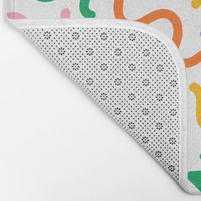 Colorful fun line doodle art pattern Bath Mat Gallery Image 2