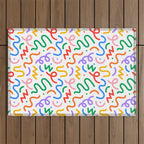 Colorful fun line doodle art pattern Outdoor Rug Gallery Image 1