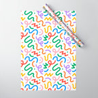 Colorful fun line doodle art pattern Wrapping Paper Gallery Image 1