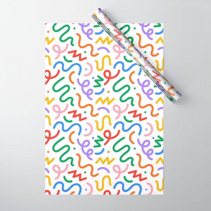 Colorful fun line doodle art pattern Wrapping Paper Gallery Image 1