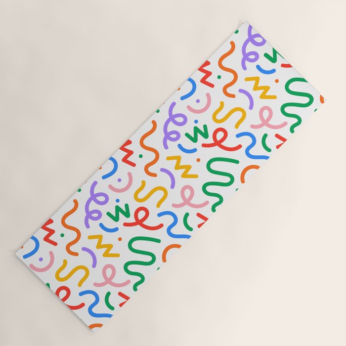 Colorful fun line doodle art pattern Yoga Mat Gallery Image 1