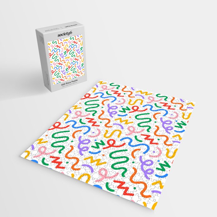 Colorful fun line doodle art pattern Jigsaw Puzzle Gallery Image 2