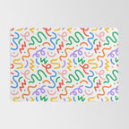 Colorful fun line doodle art pattern Rug Gallery Image 2