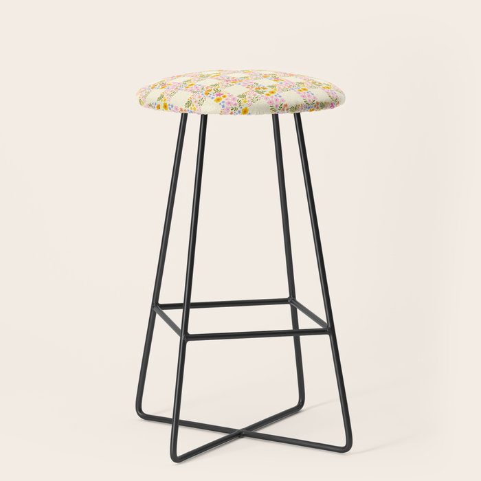 Vintage geometric flower art pattern Stool Gallery Image 1