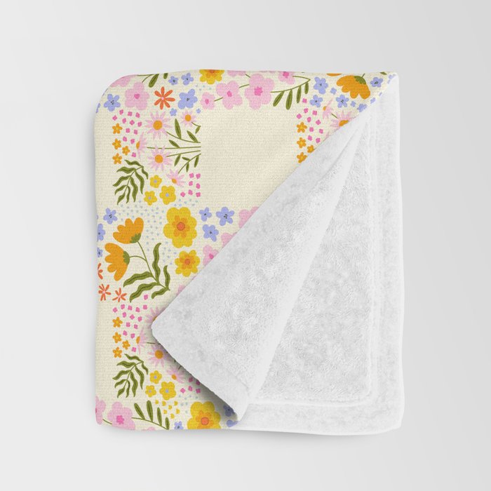 Vintage geometric flower art pattern Throw Blanket Gallery Image 3