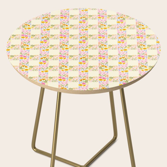 Vintage geometric flower art pattern Side Table Gallery Image 2