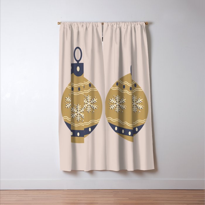 Christmas Bauble Gold And Blue Window Curtain Gallery Image 3