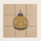 Christmas Bauble Gold And Blue Wood Wall Art Gallery Image 1