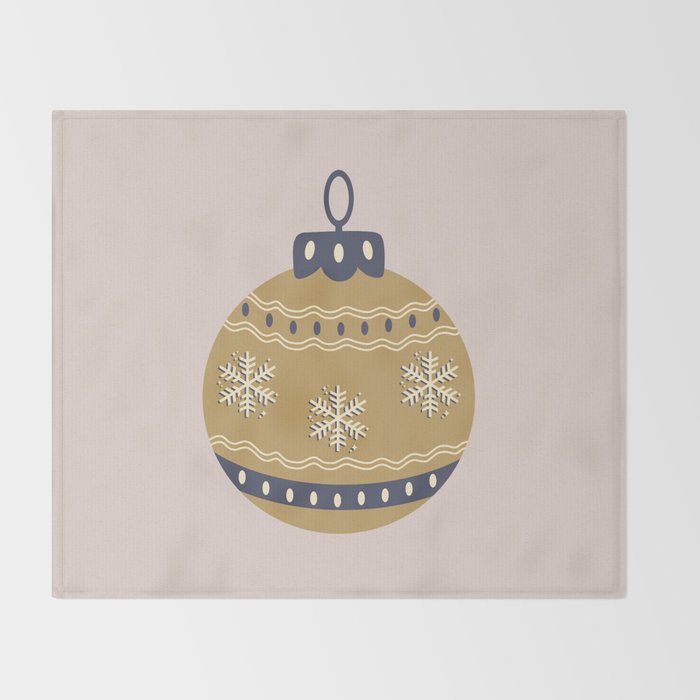 Christmas Bauble Gold And Blue Throw Blanket Gallery Image 2