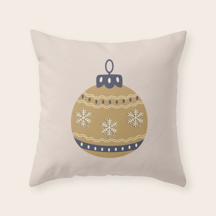 Christmas Bauble Gold And Blue Throw Pillow Gallery Image 6