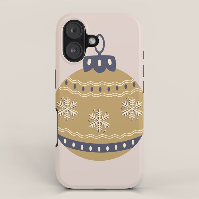 Christmas Bauble Gold And Blue iPhone Case Gallery Image 1