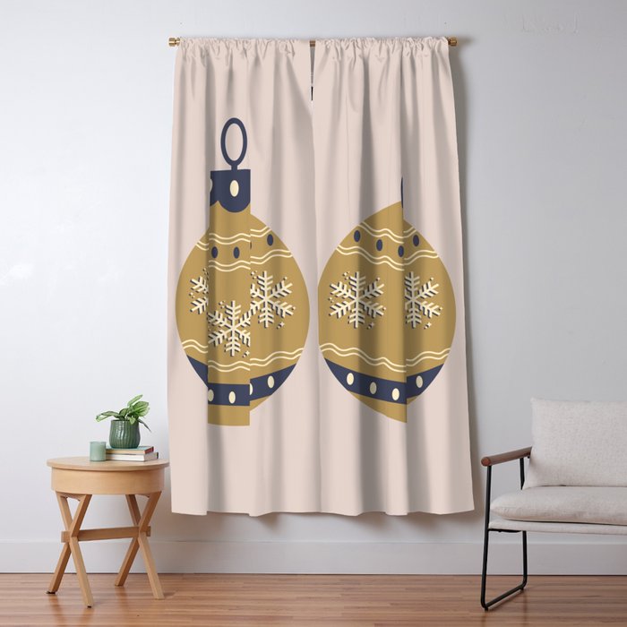 Christmas Bauble Gold And Blue Window Curtain Gallery Image 5