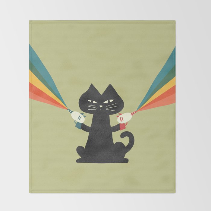 Ray gun cat Throw Blanket Gallery Image 2