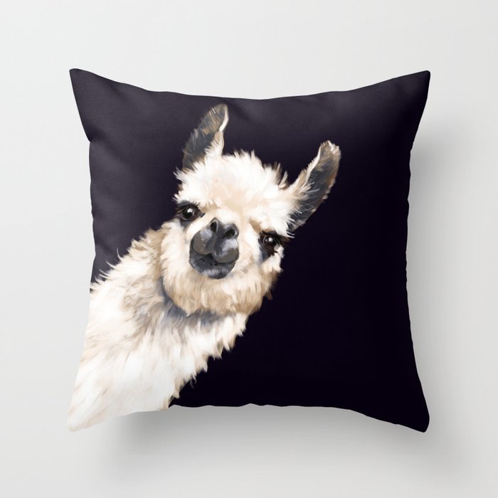 Sneaky Llama in Black Throw Pillow Gallery Image 6