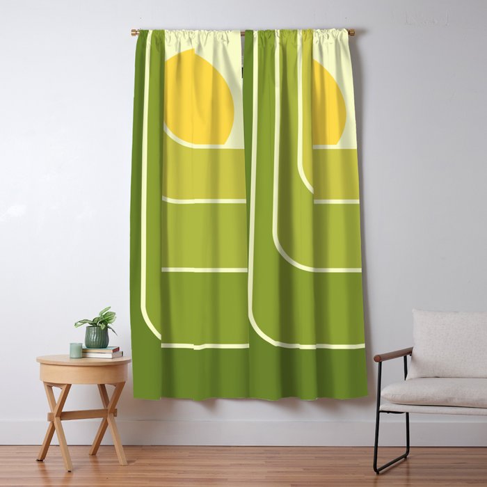 Retro Geometric Sun Set Design 432 Window Curtain Gallery Image 1