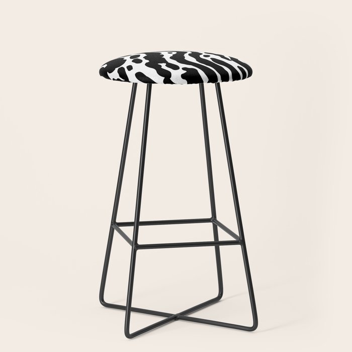 Abstract black and white paint stripe pattern Stool Gallery Image 1