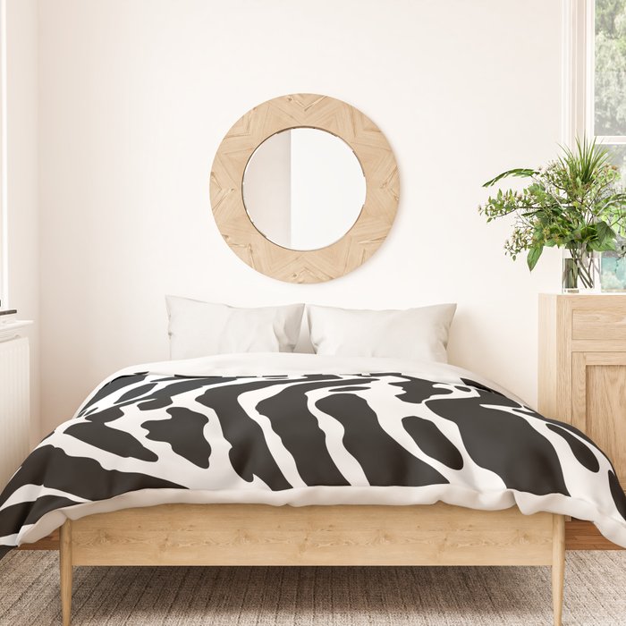 Abstract black and white paint stripe pattern Duvet Cover Gallery Image 3
