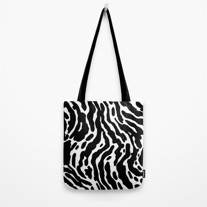 Abstract black and white paint stripe pattern Tote Bag Gallery Image 2