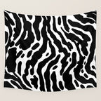 Abstract black and white paint stripe pattern Wall Tapestry Gallery Image 4