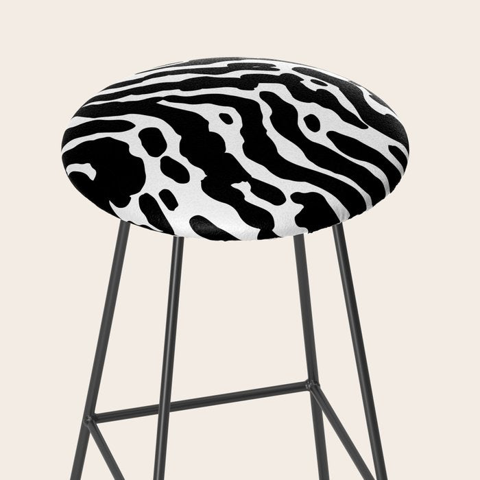 Abstract black and white paint stripe pattern Stool Gallery Image 2