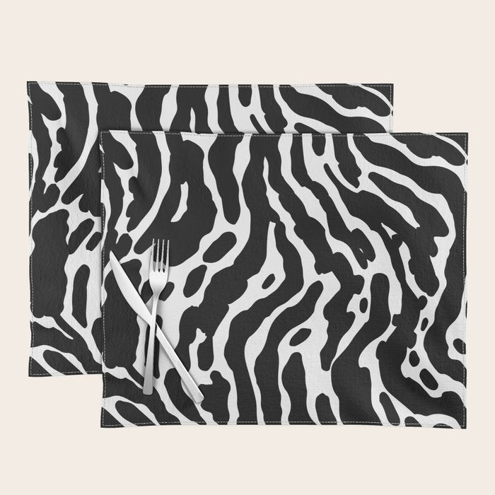 Abstract black and white paint stripe pattern Placemat Gallery Image 1