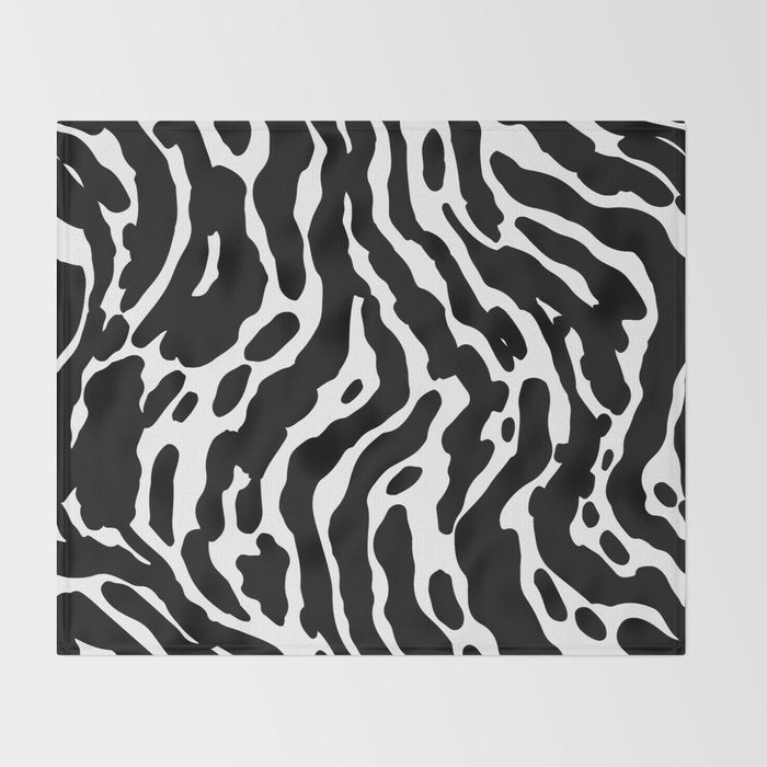 Abstract black and white paint stripe pattern Throw Blanket Gallery Image 2