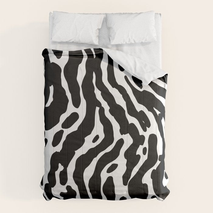 Abstract black and white paint stripe pattern Comforter Gallery Image 6