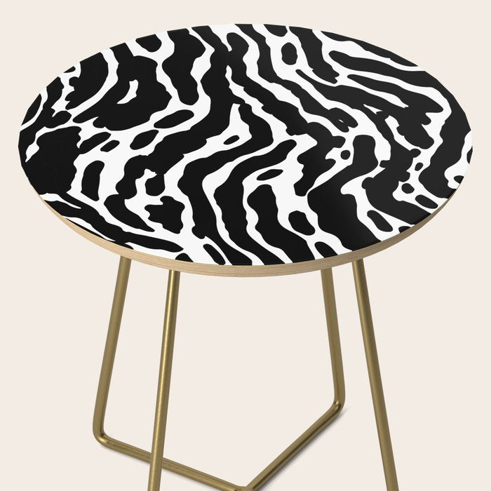 Abstract black and white paint stripe pattern Side Table Gallery Image 2