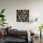 Abstract black and white paint stripe pattern Wood Wall Art Gallery Image 2