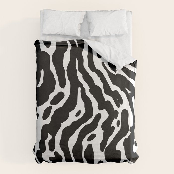 Abstract black and white paint stripe pattern Duvet Cover Gallery Image 6