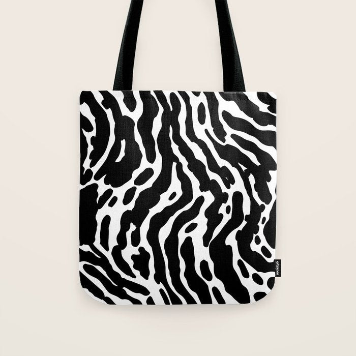 Abstract black and white paint stripe pattern Tote Bag Gallery Image 1