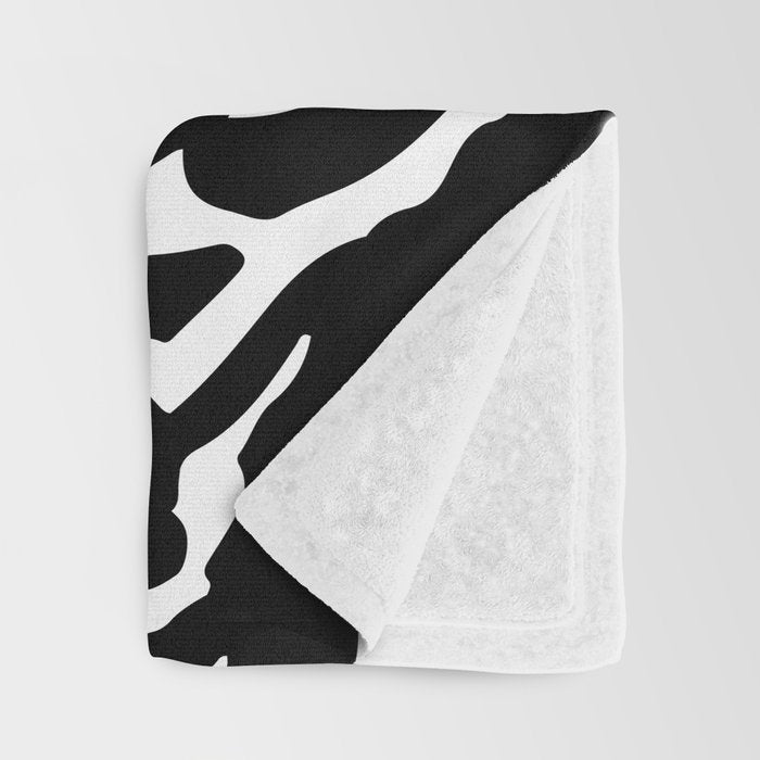 Abstract black and white paint stripe pattern Throw Blanket Gallery Image 3
